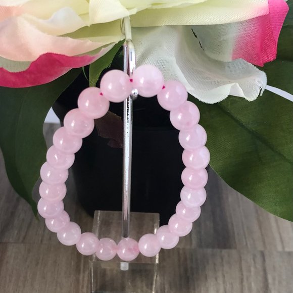 Rose Quartz Natural Stone Beads Stretchable Bracelet 7" - 8mm Beads - Best gift - Picture 1 of 5